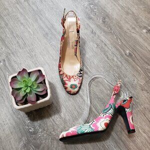 Celia Birtweel for Olivia Morris Floral Slingback Pumps Sz 39